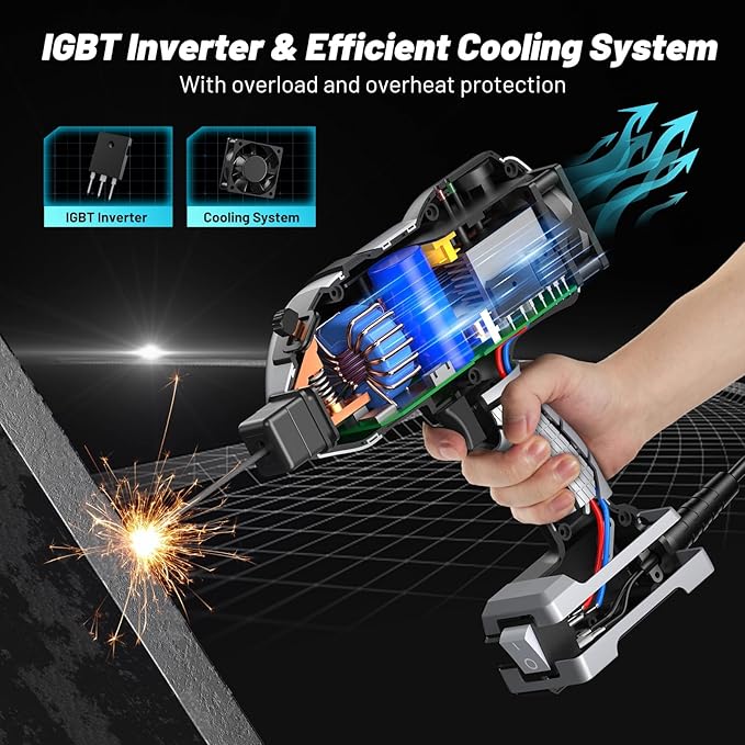 Portable Welding Machine 110V with Auto Darkening Goggles: Handheld IGBT Inverter ARC Welder Gun Stick Welder - 6 Variable Current Adjustment for 3/32"-1/8" Rods and DIY, Professional Use,Repair(Grey)