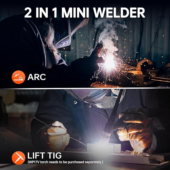 HITBOX Stick Welder 110V Digital Display 200A Duty Cycle 60% ARC Lift TIG Welding Machine LCD Display IGBT Inverter Portable MMA Welder with Hot Start, Arc Force, VRD and Anti Stick