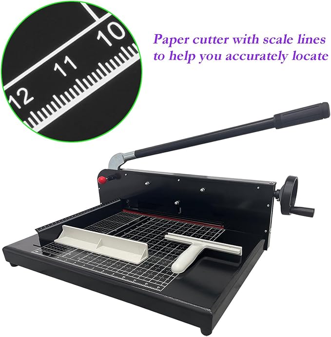 INTBUYING Paper Cutter Guillotine Style Heavy Duty Manual Stack Paper Trimmer Max 12.2in with Safety Protection for Home Office