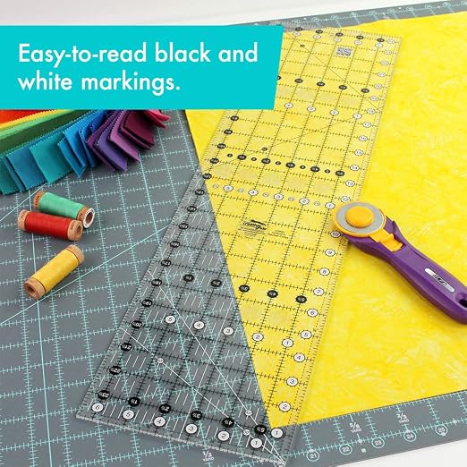 Creative Grids Quilt Ruler 6-1/2in x 24-1/2in Rectangle - CGR24 – Made in USA, Non-Slip Grip Acrylic Quilting, Sewing, Crafting, Patchwork Ruler for Measuring & Cutting Fabric