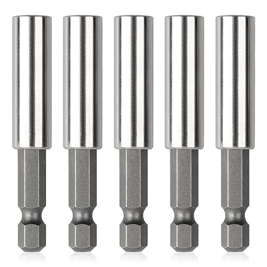 Rocaris 5 Pack Strong Magnetic Drill Bit Extension Holder, 1/4" Hex Shank, S2 Steel Magnetic Screwdriver Extension for Impact Driver, 2.36 inch