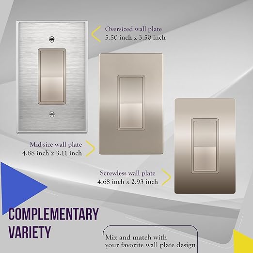 ENERLITES 4-Way Decorator Light Switch, Four Way Paddle Rocker Switch, Gloss Finish, Ground Wire Lead Attached, Residential/Commercial Grade, 15A 120V/277V, UL Listed, 94150-NK, Nickel