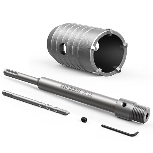 DAYDOOR 1-9/16" (40mm) Concrete Hole Saw with SDS Plus Shank Adapter, Tungsten Carbide Tipped Masonry Hole Saw, Heavy Duty Concrete Core Drill Bit for Brick, Cement Wall, and Stone