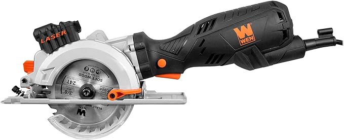 WEN 3625 5-Amp 4-1/2-Inch Beveling Compact Circular Saw with Laser and Carrying Case