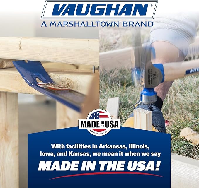 VAUGHAN CFB2LM California Framer Hammer, 19 oz Milled, Nail Starter, Made In The USA, VN11622