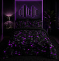 Nttopship Geometric Violet Black Triangle Twin Size Comforter Set,Light Honeycomb Bedding Set 7 Piece in A Bag,Bed Sheet Set Geometry Decor,Microfiber Lightweight All Season