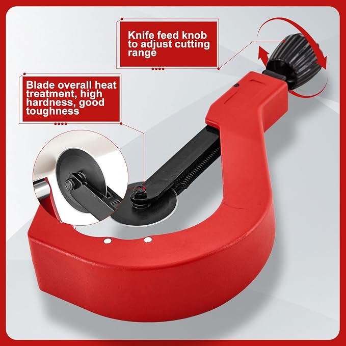 Teenyyou Heavy Duty Tubing Cutter for Plastic Pipe 1-7/8 to 4-1/2" Manual Aluminum Pipe Cutter Tool with Blade for Cutting Plastic PPR PE Tubes