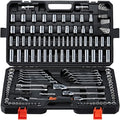 VEVOR Mechanics Tool Set, 159-Piece Mechanic Tool Kit, 1/4 in, 3/8 in, and 1/2 in Drive, SAE and Metric Socket Set, Wrenches, Screwdriver Bits, Accessories, and Storage Case, for Automotive Repair
