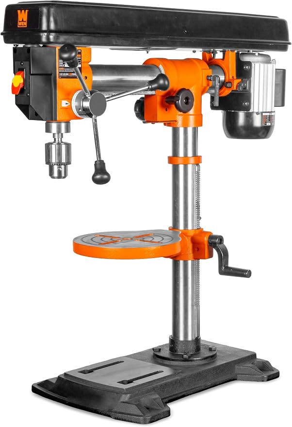 WEN 6.2-Amp 33-Inch Radial Arm Drill Press, Benchtop Design with 5 Speeds and Cast-Iron Construction (4233)