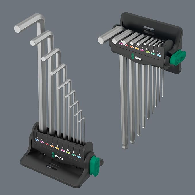 Wera - 05022102001-950/9 Hex-Plus 8 L-key set, metric, chrome-plated, 9 pieces