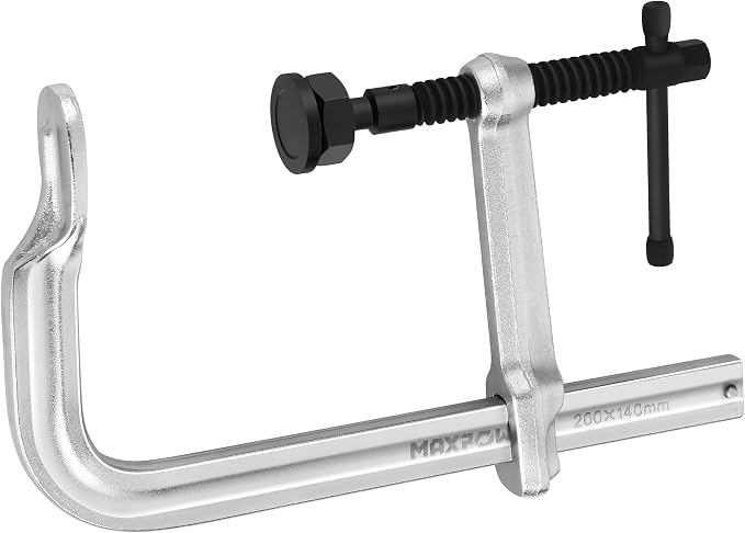 MAXPOWER 8 inch F Clamp, 5-1/2 inch Throat Depth, Removable Swivel Pad, Max Jaw Opening 8-inch Heavy Duty Clamps for Welding