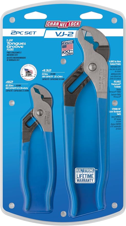 Channellock VJ-2 V-Jaw Tongue and Groove Plier Set, 2-Piece