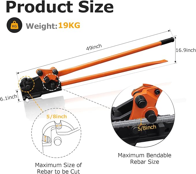 LOSCHEN Manual Rebar Cutter and Bender,for Construction Site and Home-use,Removable Rebar Shears, Rebar Bending Machine, Bending and Cutting Rebar up to 5/8 Inch