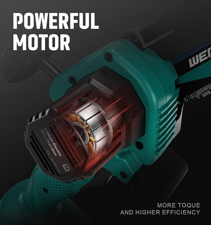 WEMARS Mini Chainsaw Cordless, 6-Inch Portable Electric Chainsaw with Security Lock-Handheld Small Power Chain Saws with 2 Battery Powered For Wood/Trees Cutting/Courtyard Garden, 2025 UPGRADE