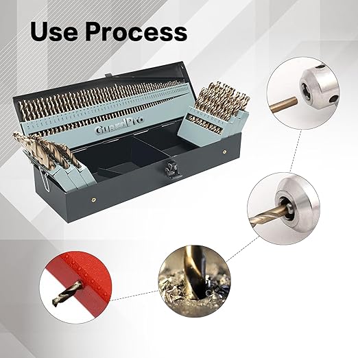 115Pcs Cobalt Drill Bits Set, High Speed Steel, 135 Degree Tip, Twist Jobber Length Drill Bit Kit for Hardened Metal, Plastic and Wood with Metal Indexed Storage Case, 1/16"-1/2"
