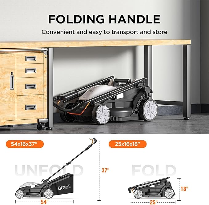 Litheli Cordless Lawn Mower 13 Inch, 5 Heights Adjustment, U20 Series 20V Electric Lawn Mowers for Garden, Yard and Farm, Light-Weight with Brushless Motor, 4.0Ah Portable Battery Included