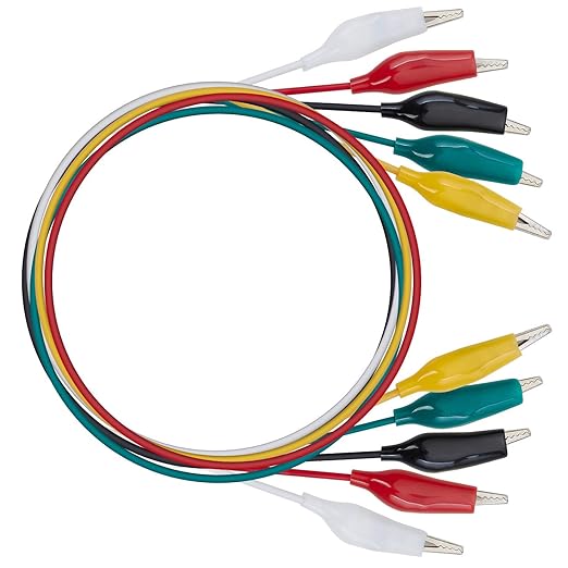 WGGE WG-026 10 Pieces and 5 Colors Test Lead Set & Alligator Clips,20.5 inches / 22 AWG Wire (2 Pack)