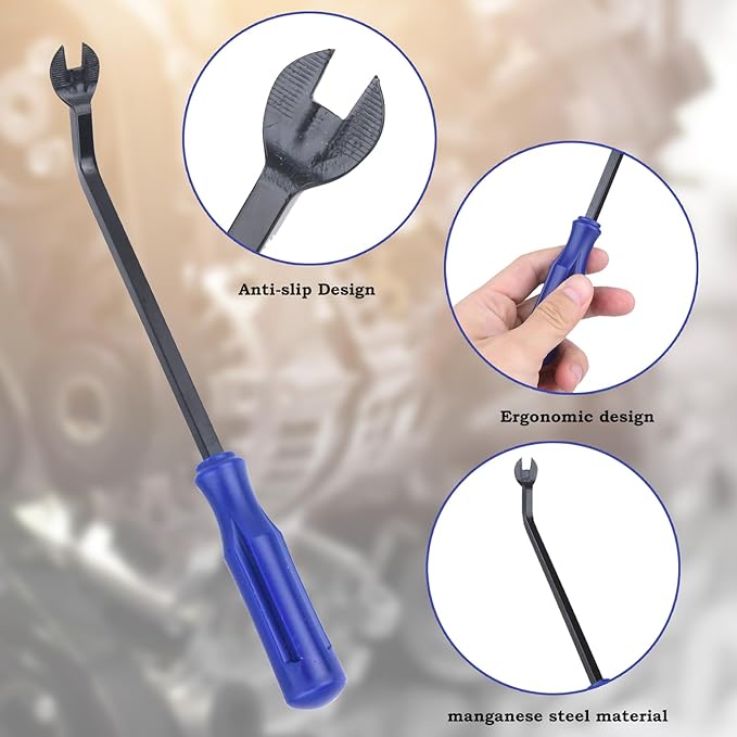 9Pcs Auto Trim Removal Tool Kit with Plastic Pry Tool, Fastener Clip Pliers, Car Interior Panel Door Window Removal Tools, Clip Remover Tool with Precision Hook and Pick Set for Automotive