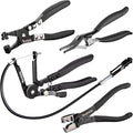 Toolwiz 4 Pcs Hose Clamp Pliers, Spring Coolant Radiator Hose Clamp Pliers Automotive Tools, Includes 27" Long Reach Wire Spring, Flat Band, Remover, Clic-R Type Hand Tools