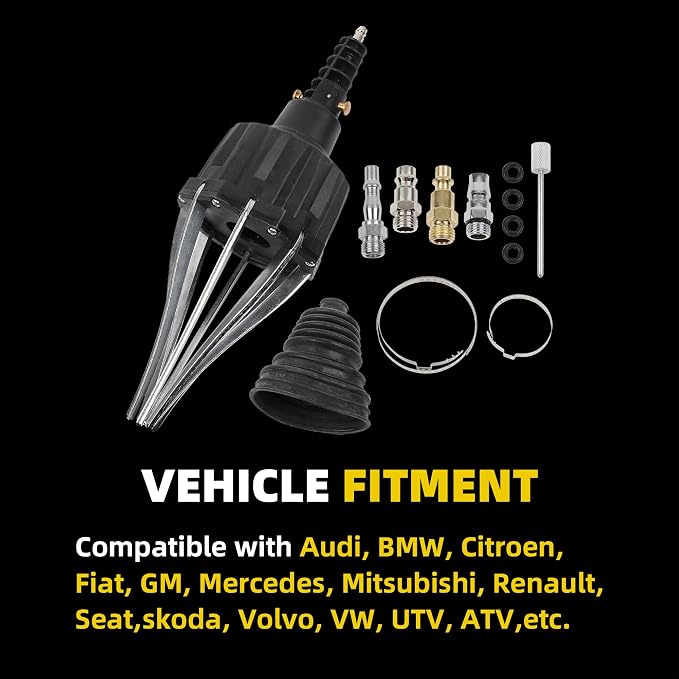 Dasbecan Upgraded Pneumatic CV Boot Expander Tool, CV Boot Installation Kit | Black Universal CV Boot Spreader for BMW UTV ATV, Basic Kit Includes 1 Boot and 2 Clamps, 4 1/4" NPT Air Hose Nipple