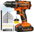 20v Drill Driver Set,Cordless Drill with Battery and Charger,LED Tools Kit,25+1 Torque Setting,43pcs Drill Bits,Orange