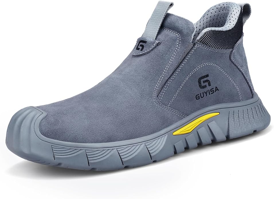 GLANOUDUN Welding Work Boots for Men Slip on Steel Toe Shoes for Men Indestructible Steel Toe Boots Welder Men's Working Shoes Fireproof Safety Footwear for Construction Men's Work & Safety Footwear