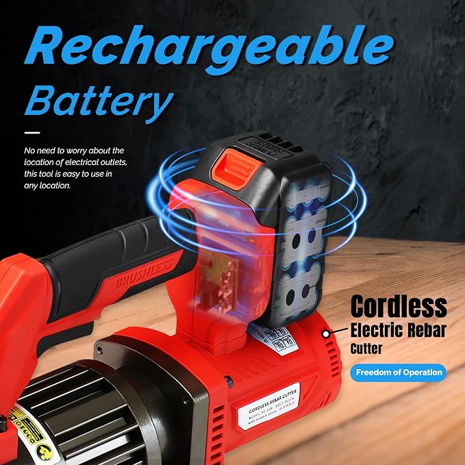 LOSCHEN Cordless Rebar Cutter,Electric Hydraulic Rebar Cutter,Portable Handheld Rebar Cutting Saw,Cutting up from 3/20" (4mm) #3 to 7/8" (22mm) #7 Rebar (Li-ion Battery Version)