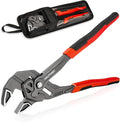 HAUTMEC Adjustable Pliers Wrench, 12-Inch Smooth Jaw Parallel Pliers, Heat-Treated CR-V Steel & Phosphated Rust-Resistant, SAE/Metric Scale, Storage Belt Pouch for Professional Plumbing & DIY