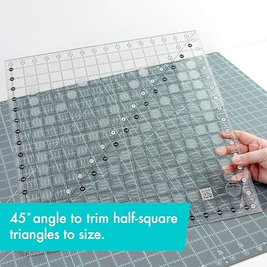 Creative Grids Quilt Ruler 16-1/2in x 16-1/2in Square – CGR16 – Made in USA, Non-Slip Grip Acrylic Quilting, Sewing, Crafting, Patchwork Ruler for Measuring & Cutting Fabric