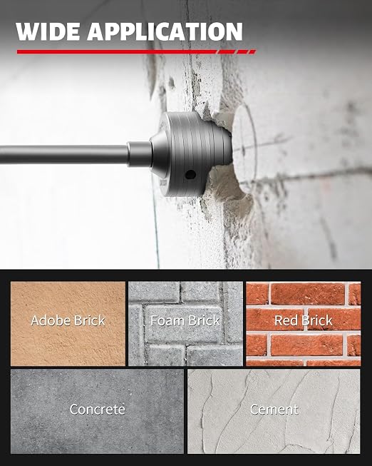 DAYDOOR 3-1/8'' (80mm) Concrete Hole Saw with SDS Plus Shank Adapter, Tungsten Carbide Tipped Masonry Hole Saw, Heavy Duty Concrete Core Drill Bit for Brick, Cement Wall, and Stone