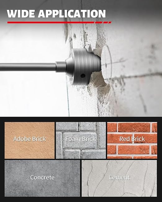 DAYDOOR 3-1/2'' (90mm) Concrete Hole Saw with SDS Plus Shank Adapter, Tungsten Carbide Tipped Masonry Hole Saw, Heavy Duty Concrete Core Drill Bit for Brick, Cement Wall, and Stone