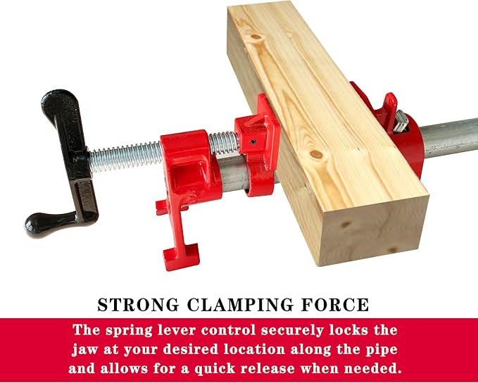 HimaPro 3/4" H-Style Professional Pipe Clamp Set, 4-Pack | Quick-Release Design for Woodworking, Carpentry, Home Improvement & DIY