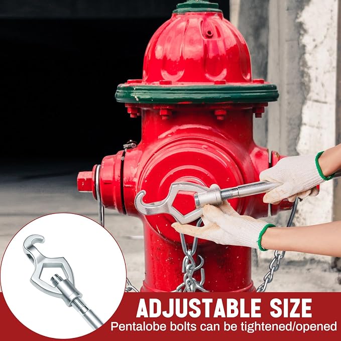 Tandefio 1 Pcs Fire Hydrant Wrench, 1-1/2" to 3", Silver | Adjustable Hydrant Key for Utility Crews, Multifunctional Hydrant Wrench for Tightening Fire Nuts Tightening Water Pipes