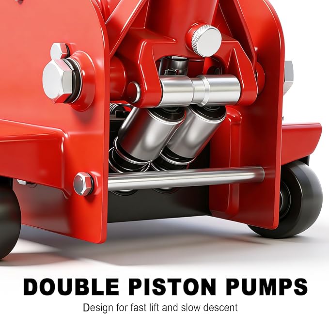 Jack Boss 3 Ton Floor Jack, 6600LBS Capacity Hydraulic Car Jack, Low Profile Portable Jack with Dual Pumps, Quickly Lift Steel Service Jack, Lifting Range 3-1/8" Min to 20" Max Red
