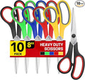 BURVAGY 8" 10 Pack All Purpose Heavy Duty Scissors- Comfort-Grip Sharp Scissors for Office School Sewing Fabric Craft High/Middle School Student Teacher Scissor, Right/Left Hand