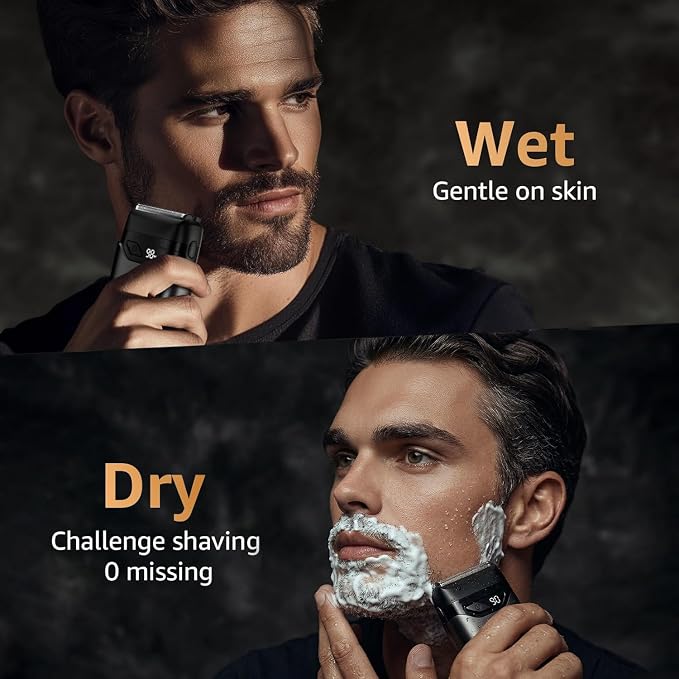 Mbzoey Electric Foil Shavers for Men: Mini Electric Razor for Face - IPX7 Waterproof Cordless Razor with LED Display & Fast Charge - Micro-Comb Technology & Precision Blades，Father's Day Gifts