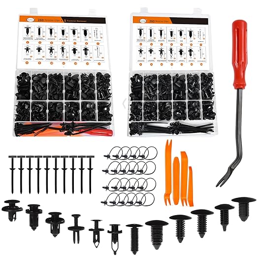 2Sets 260PCS Car Bumper Retainer Clips Kit - Auto Plastic Rivets & Push Fasteners Set, Most Popular Sizes for Door Trim, Panel, Fender - Compatible with GM, Ford, Toyota, Honda, Chrysler