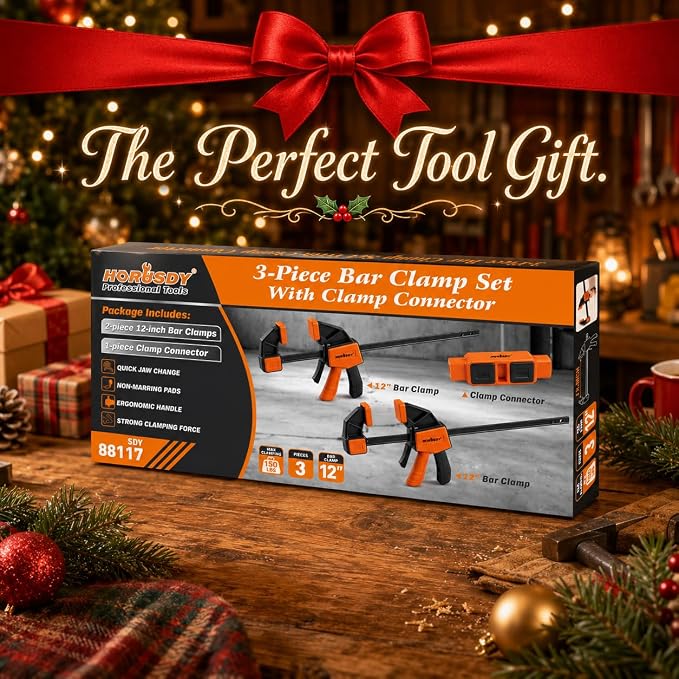 3-Pack Wood Clamps for Woodworking, 2-Piece 12" Bar Clamps with Clamp Connector, Quick-Release Wood Clamps with 150 LBS Load Limit, Wood Clamp Set for Woodworking, Gluing & DIY Projects