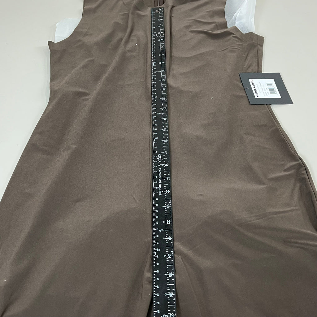 NORMA KAMALI Sleeveless Catsuit w/ Footsie Hidden Zip Women's Sz XL/42 Chocolate