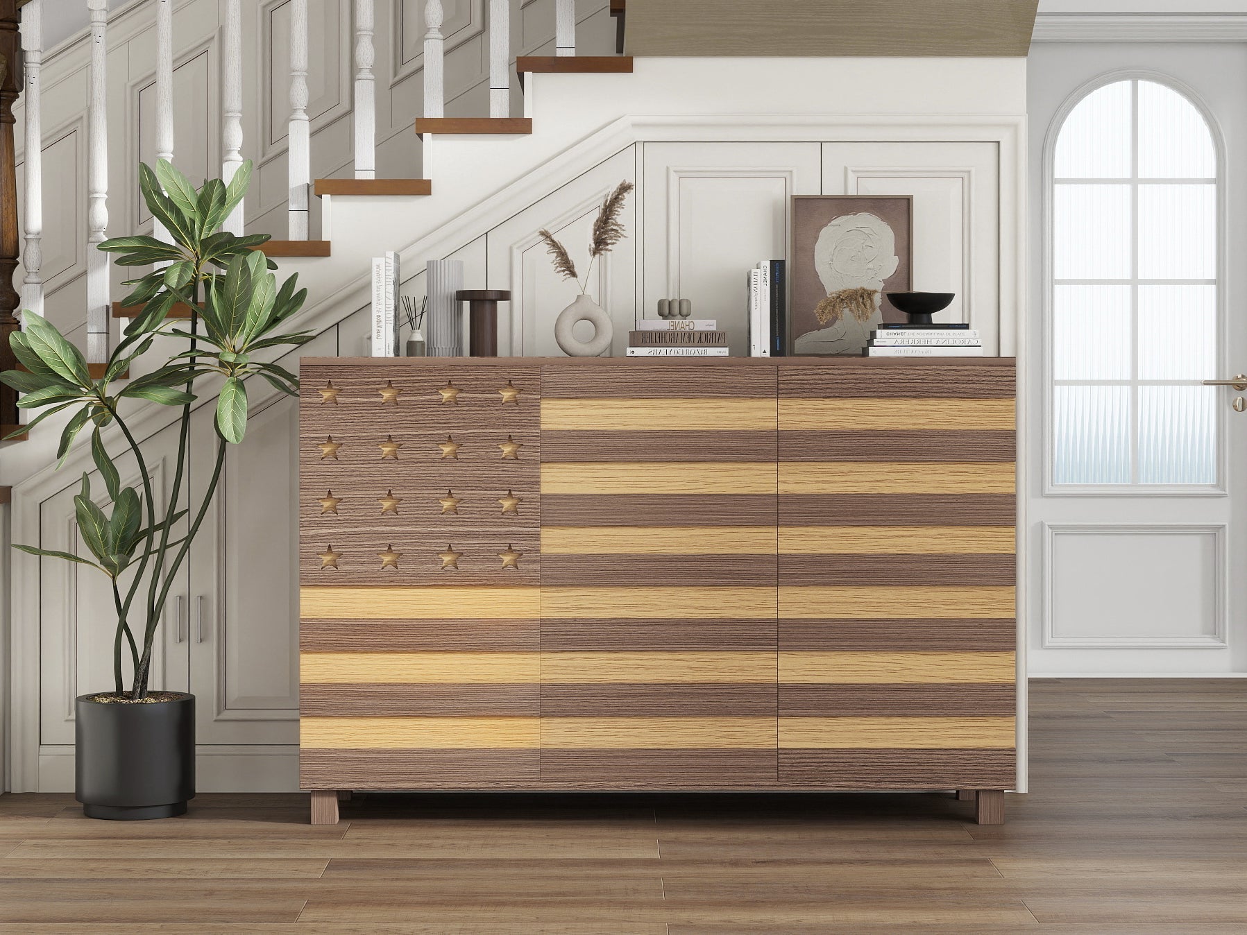 55-Inch Hand-Carved Buffet Sideboard Cabinet