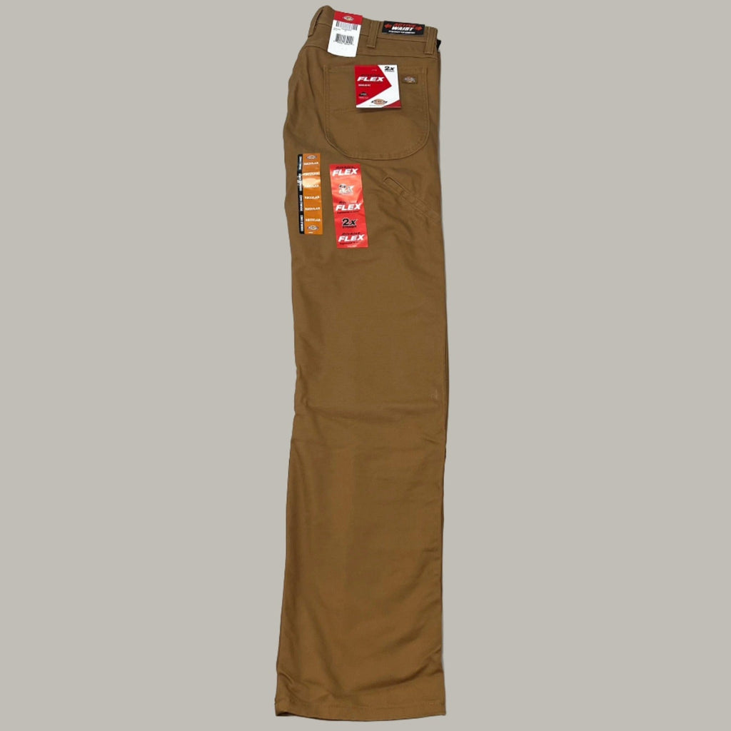 DICKIES Flex Regular Fit Double Knee Pant Men's Sz 38X34 Stonewashed Brown Duck