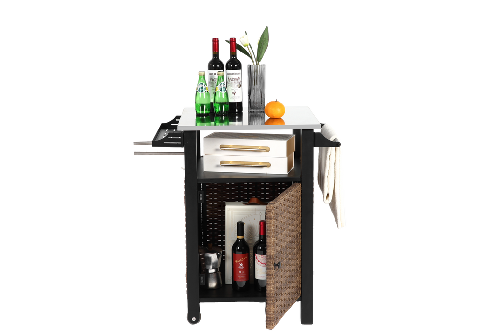 Single Door Outdoor Bar Cart with Stainless Steel Tabletop