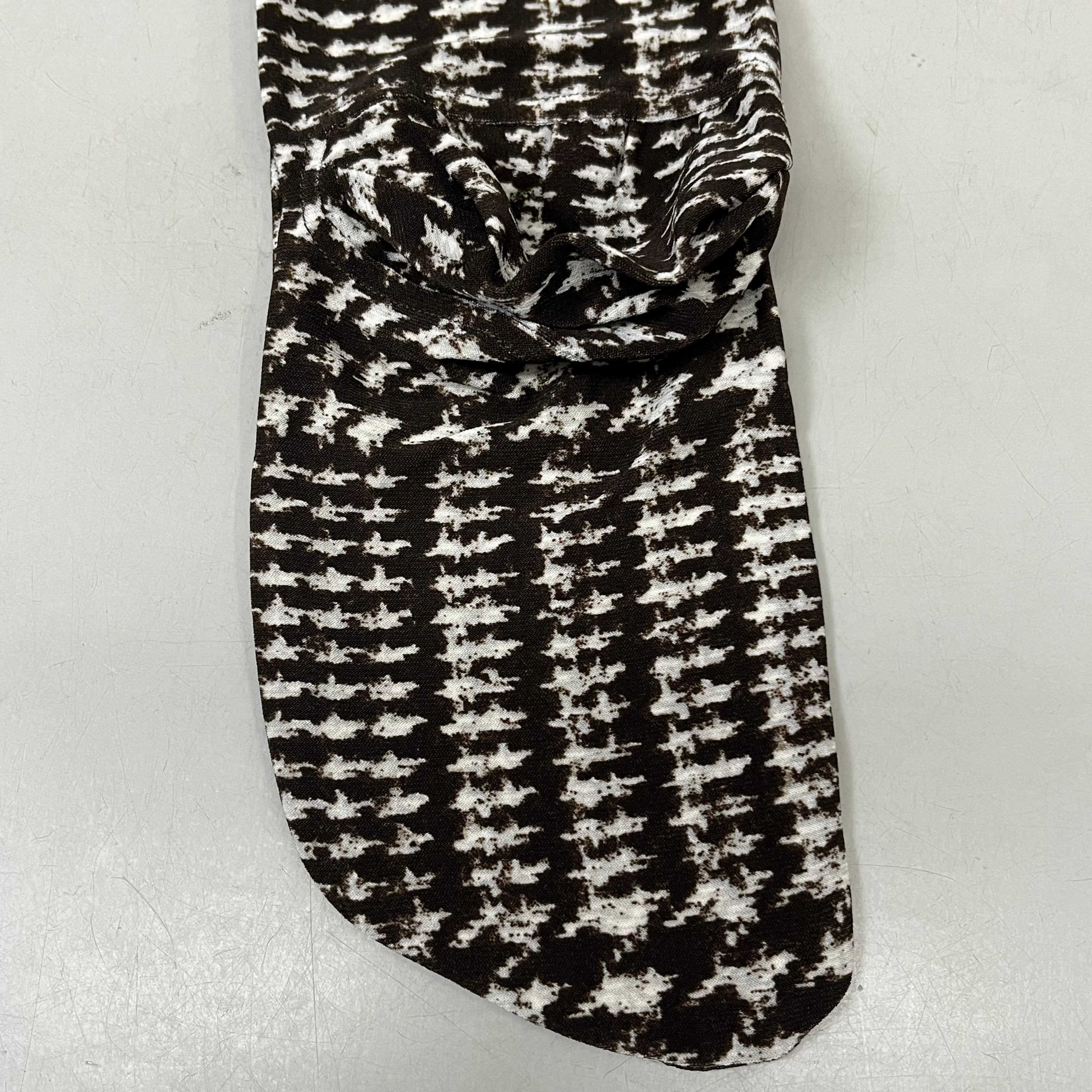 NORMA KAMALI Sleeve Open Back Catsuit Footsie Women's Sz M/38 Chocolate Plaid