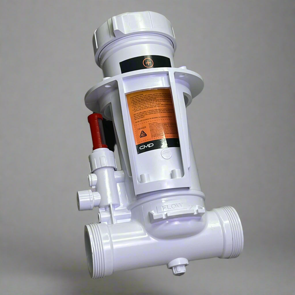 CMD Powerclean Tab Ultra In-line Chlorinator with Base w/ Clear Glass, White