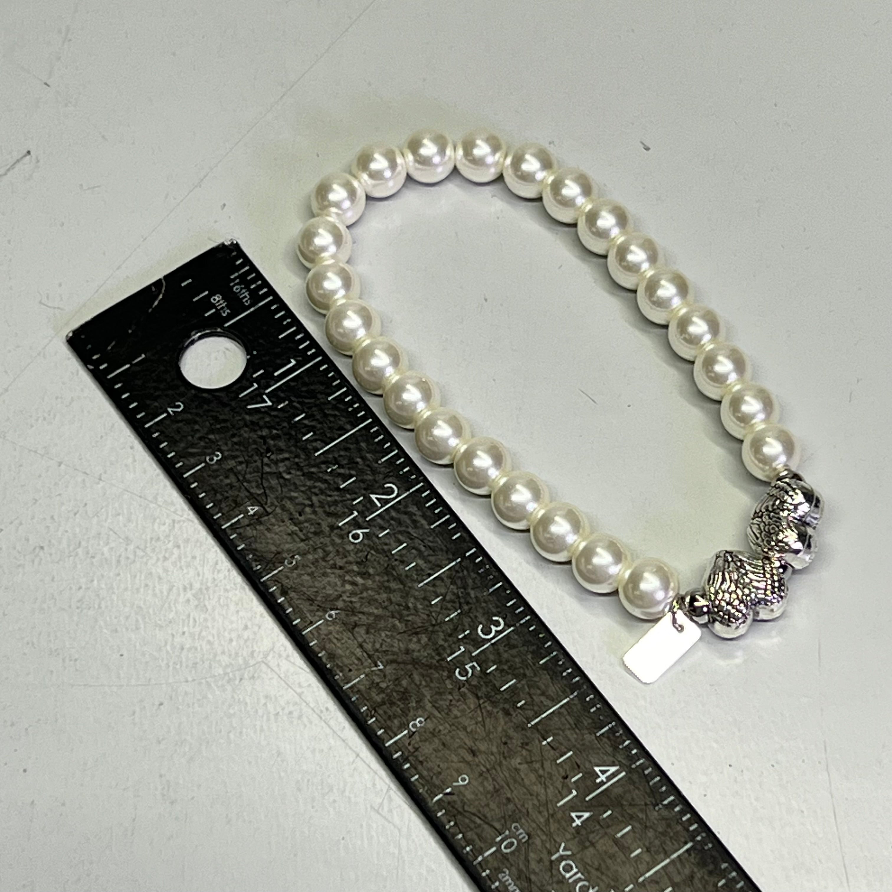 VALERIE (3 PACK) Faithful Angel Wing Heart & Pearl Friendship Bracelets Sz L White