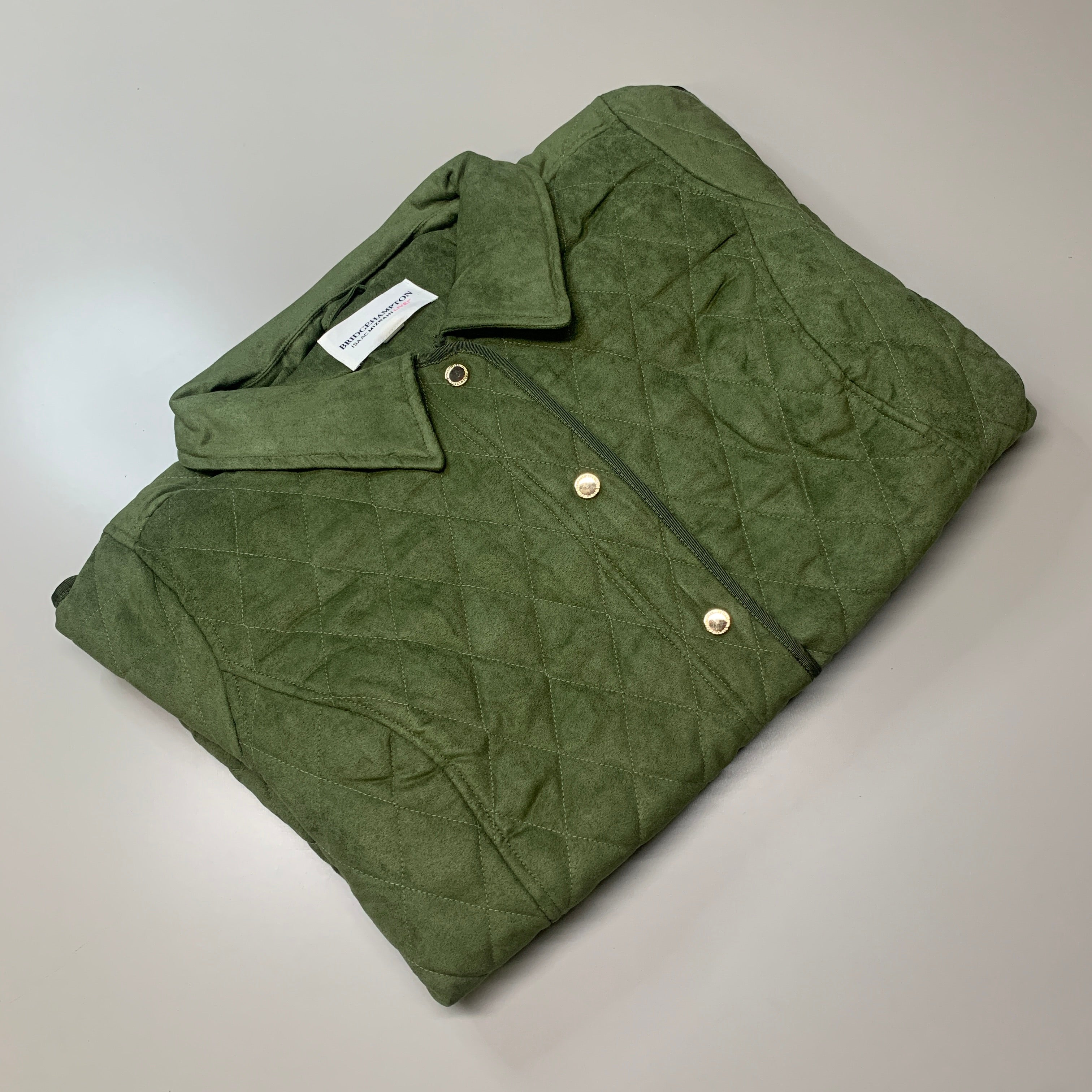 BRIDGE HAMPTON ISSAC MIZRAHI LIVE! Faux Suede Coat Full Snap Up Basil Size 3X