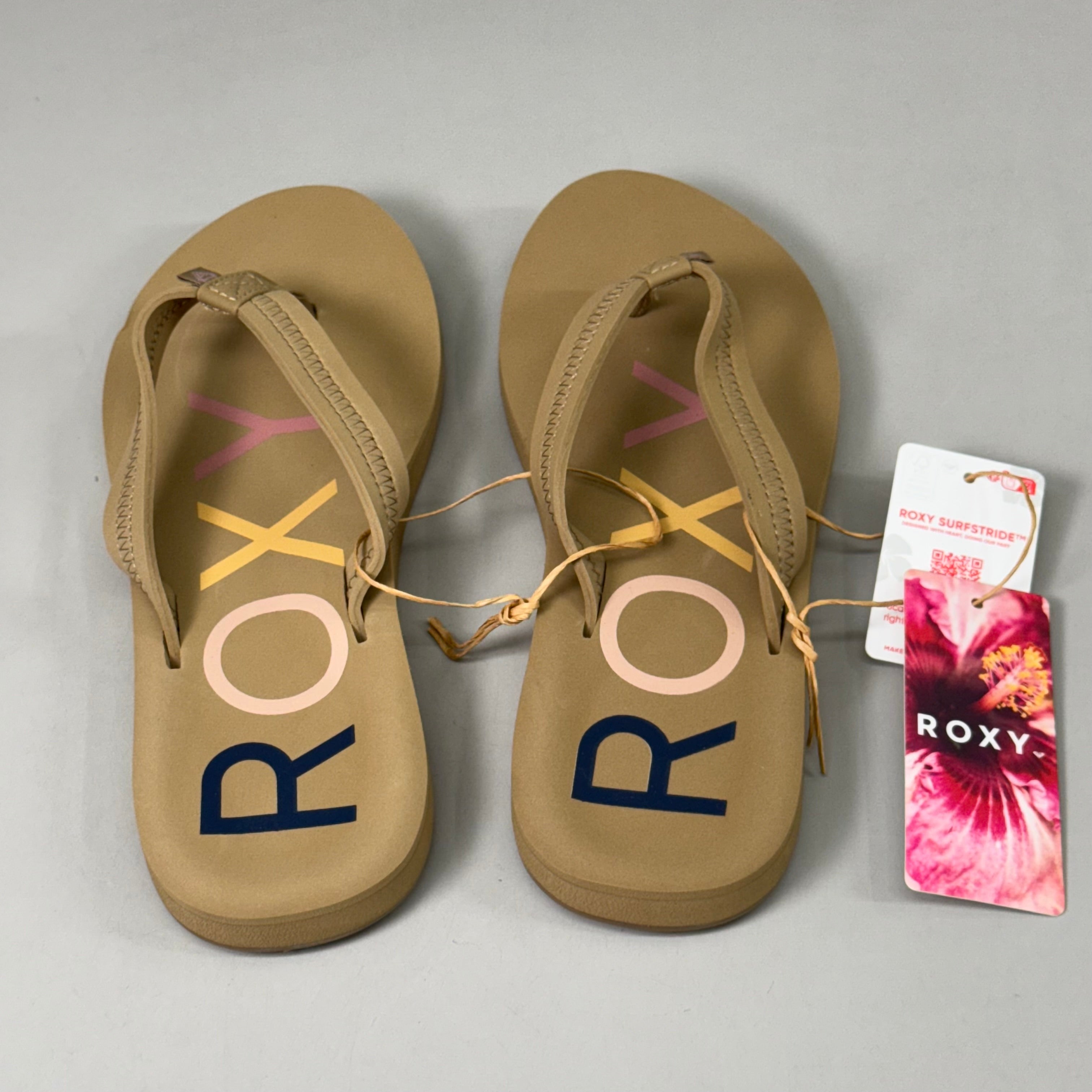 ROXY Vista IV Sandals Lightweight Strap EVA Footbed TPR Outsole Women's Sz 8 Tan