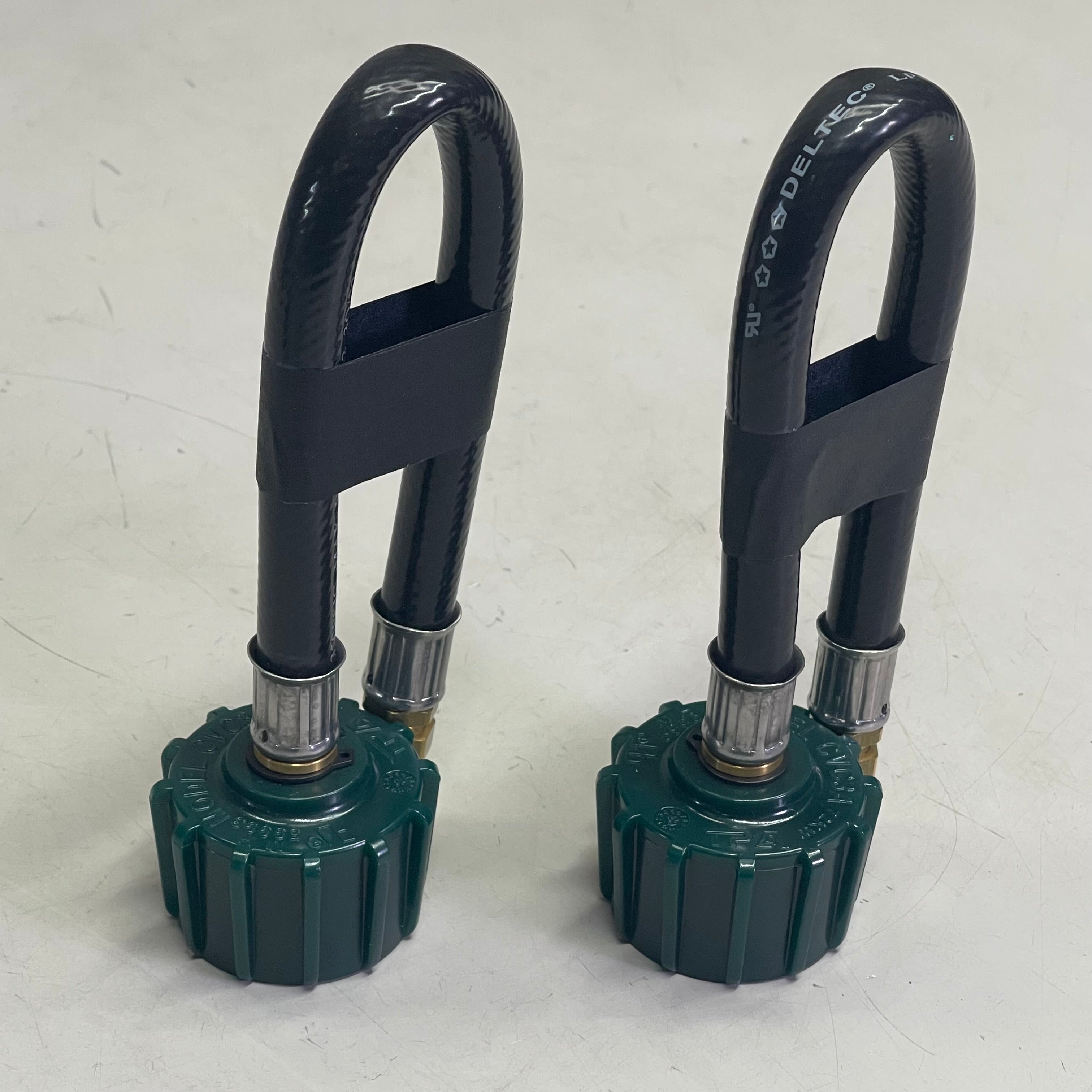 FLAME KING (2 PACK) Propane Tank Pigtail w/ Backcheck 12" Black W/ Green E12INPT