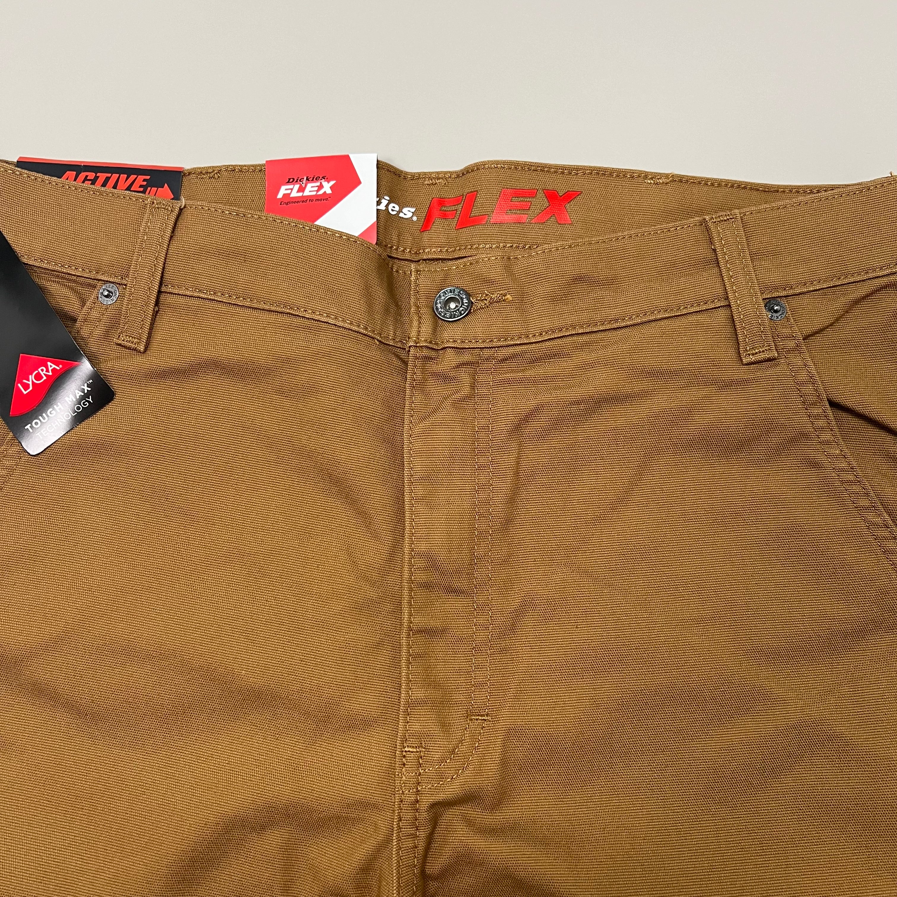 DICKIES Flex Regular Fit Double Knee Pant Men's Sz 38X34 Stonewashed Brown Duck