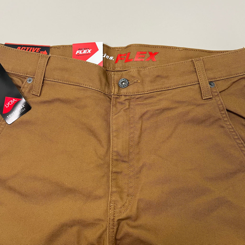 DICKIES Flex Regular Fit Double Knee Pant Men's Sz 42X30 Stonewashed Brown Duck